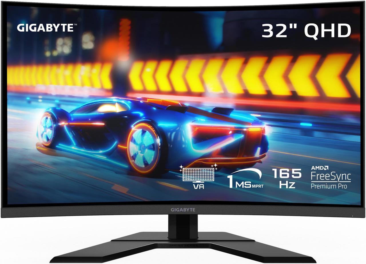 GIGABYTE G32QC A 32" 165Hz 2K QHD 1ms (MPRT), 93% DCI-P3, VESA HDR400, FreeSync Premium Pro, 1 x DisplayPort 1.2, 2 x HDMI 2,0, 2 x USB 3.0 Curved Gaming Monitor