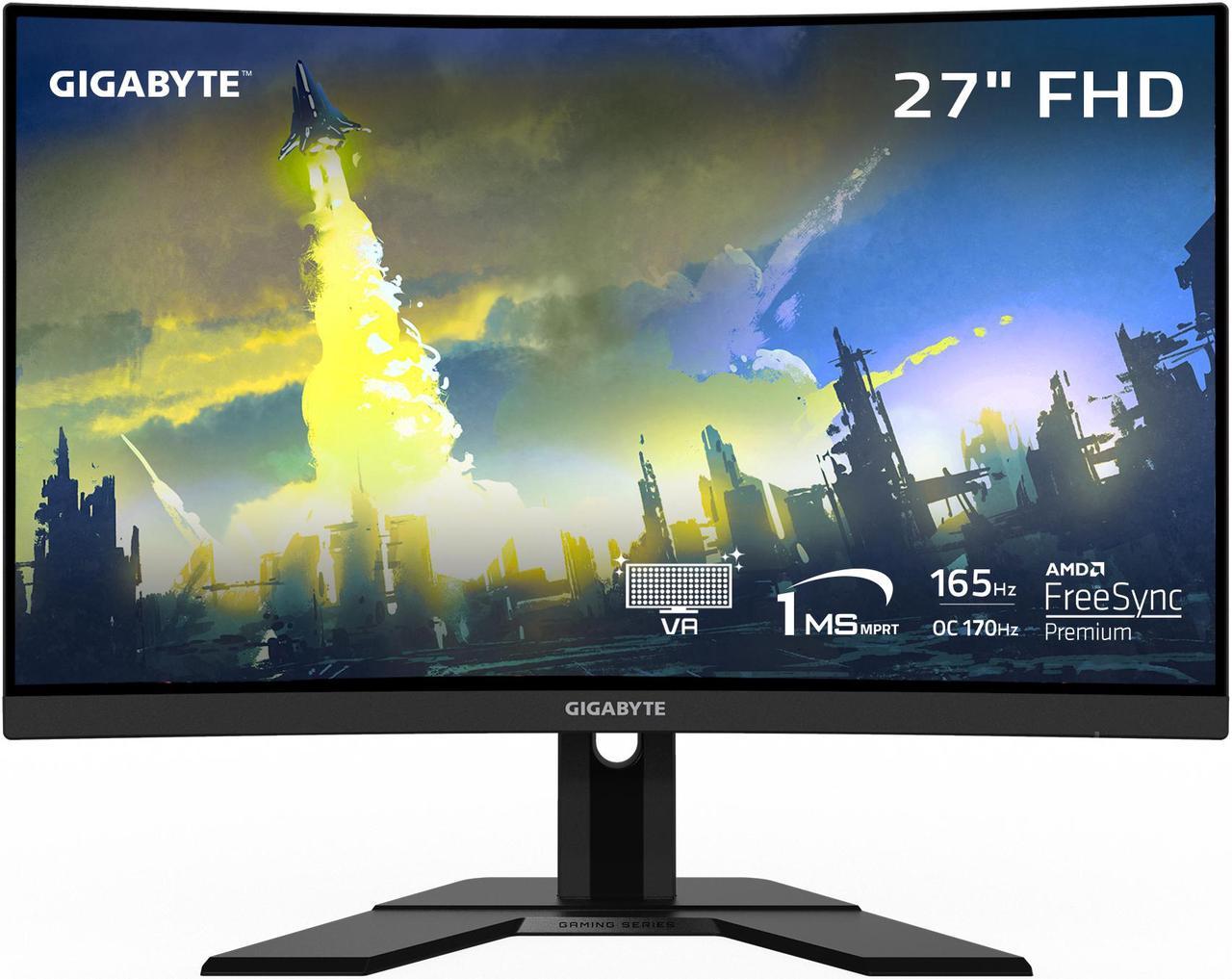 GIGABYTE G27FC A 27" 165Hz 1920 x 1080 1ms (MPRT), 91% DCI-P3, FreeSync Premium, 1 x Display Port 1.2, 2 x HDMI 1.4, 2 x USB 3.0 Curved Gaming Monitor