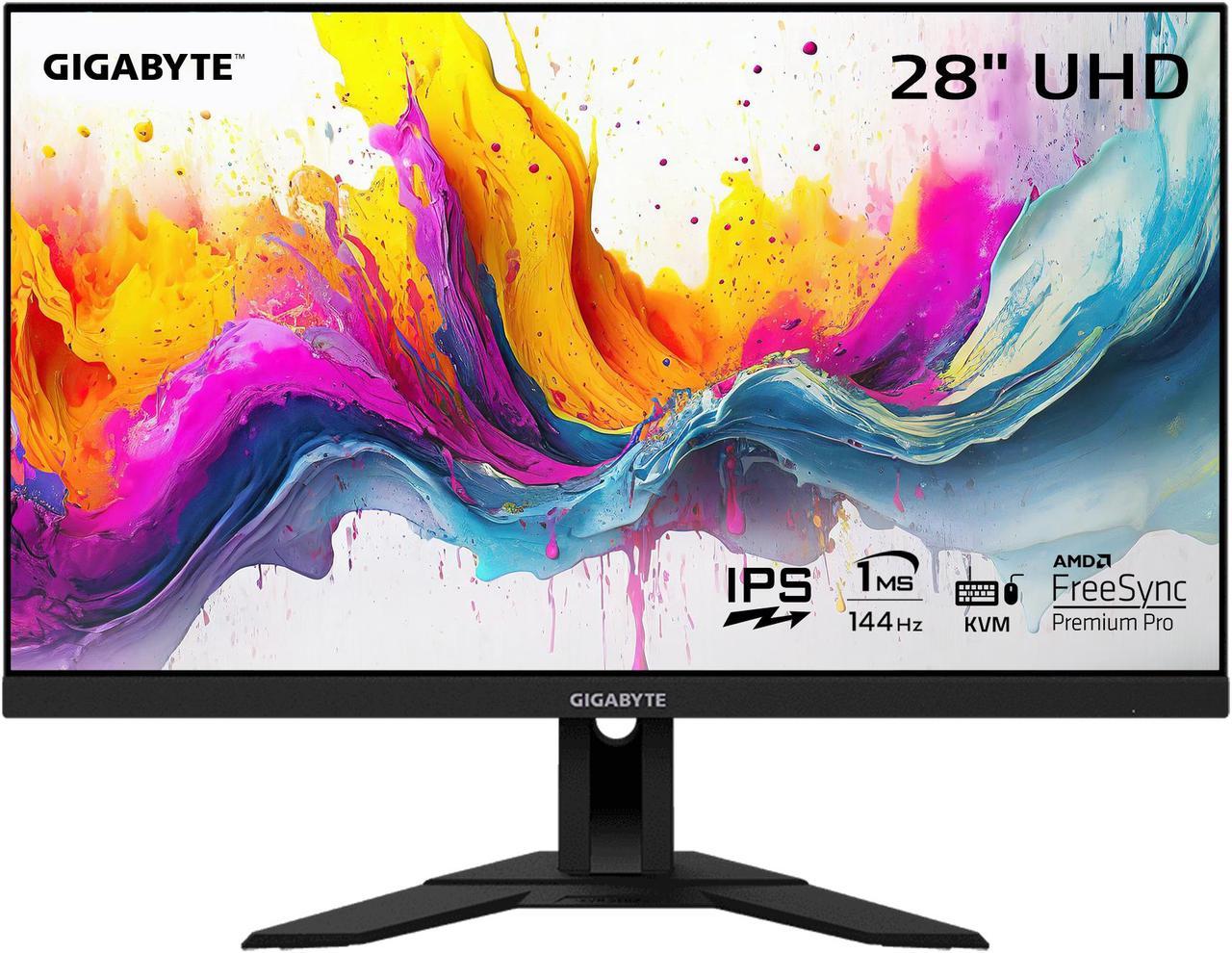 GIGABYTE - M28U - 28" IPS Gaming Monitor - UHD 3840x2160 - 144Hz - 1ms GTG - AMD FreeSync Premium Pro - Type C KVM - HDMI, DP, Type C - Height Adjustable - Black