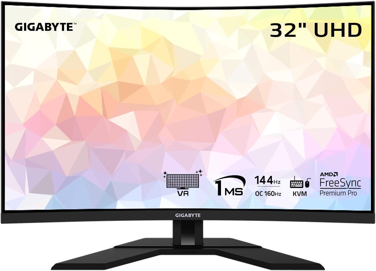 GIGABYTE M32UC 32" 144Hz (160Hz OC) 4K UHD Curved Gaming Monitor, SS VA, 3840x2160 Display, 1ms Response Time (MPRT), 1x DisplayPort 1.4, 2x HDMI 2.1, 1x USB Type-C, 3x USB 3.2 Downstream