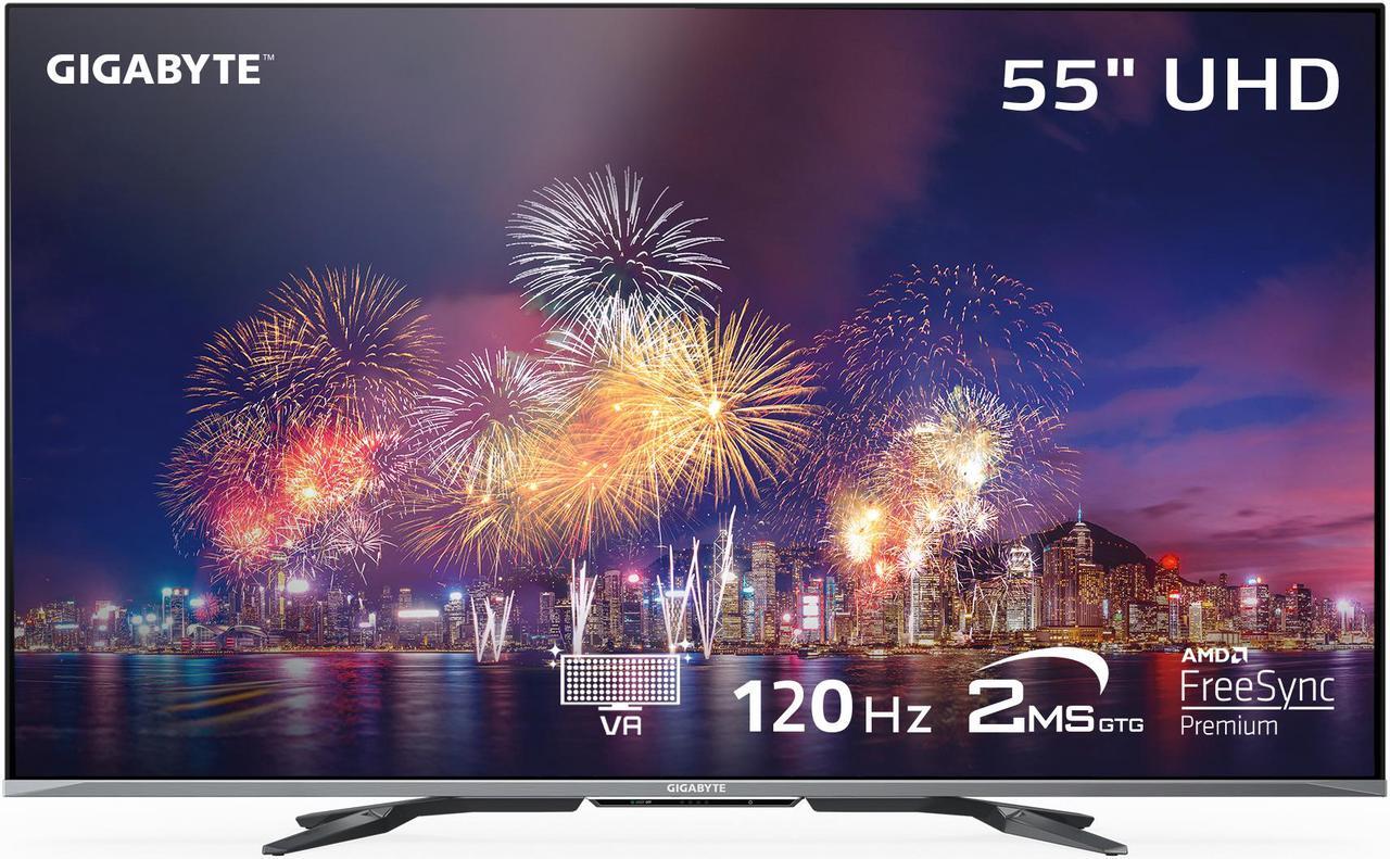 Main image of GIGABYTE - S55U - 55" VA Gaming Monitor - UHD 3840x2160 - 120Hz - 2ms GTG - AMD FreeSync Premium - HDMI, USB-A, Ethernet - Black