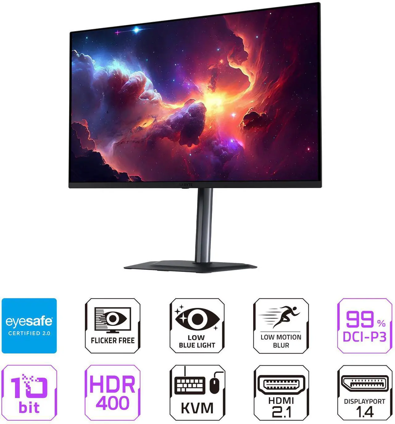 Alt view image 4 of 12 - GIGABYTE - MO32U - 32" QD-OLED Gaming Monitor - UHD 3840x2160 - 165Hz - 0.03ms GTG - AMD FreeSync Premium Pro - Type C KVM - HDMI, DP - Height Adjustable - Black