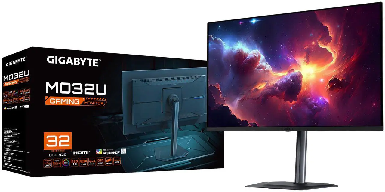 Alt view image 8 of 12 - GIGABYTE - MO32U - 32" QD-OLED Gaming Monitor - UHD 3840x2160 - 165Hz - 0.03ms GTG - AMD FreeSync Premium Pro - Type C KVM - HDMI, DP - Height Adjustable - Black