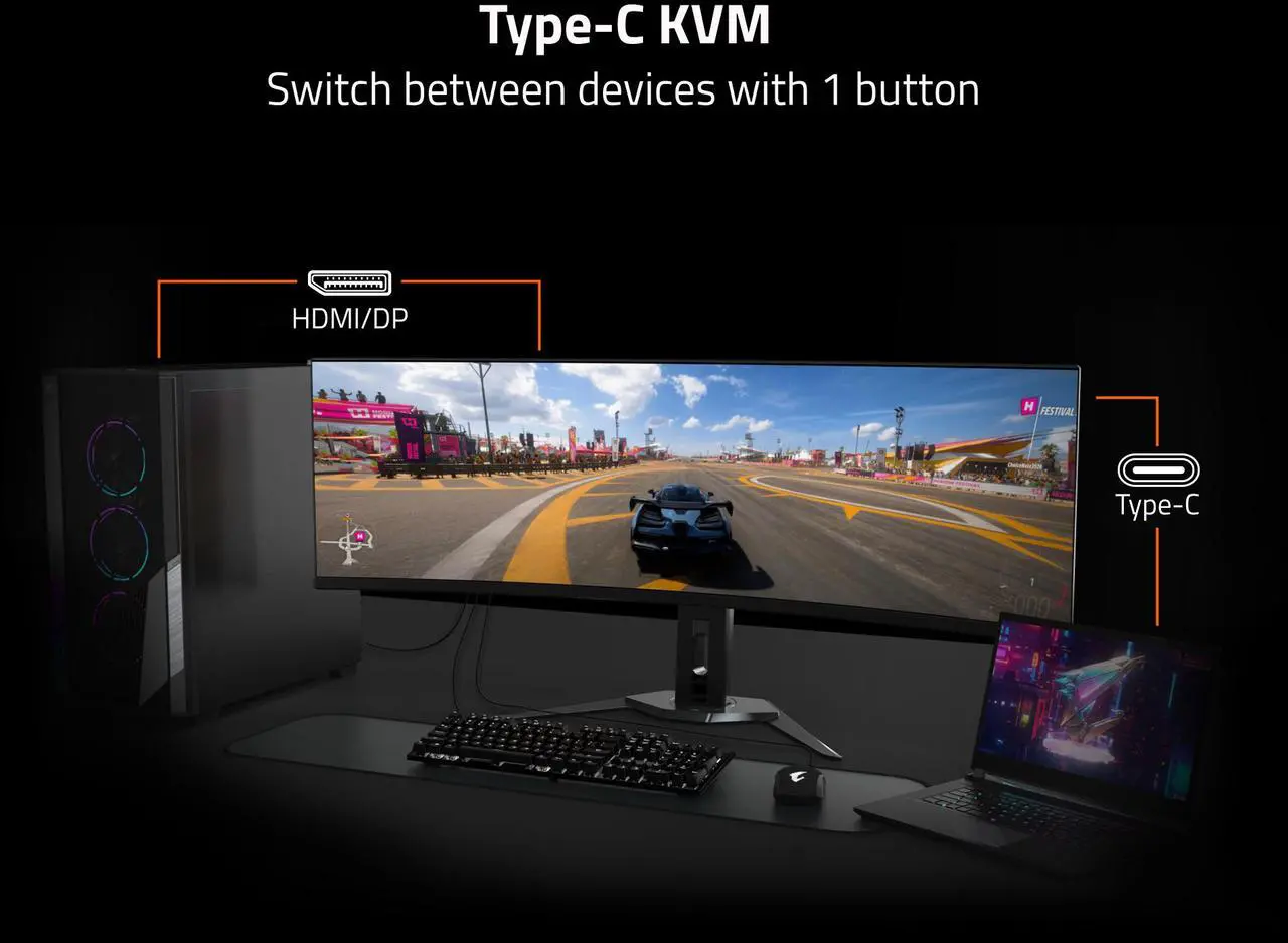 Alt view image 12 of 12 - GIGABYTE - MO32U - 32" QD-OLED Gaming Monitor - UHD 3840x2160 - 165Hz - 0.03ms GTG - AMD FreeSync Premium Pro - Type C KVM - HDMI, DP - Height Adjustable - Black