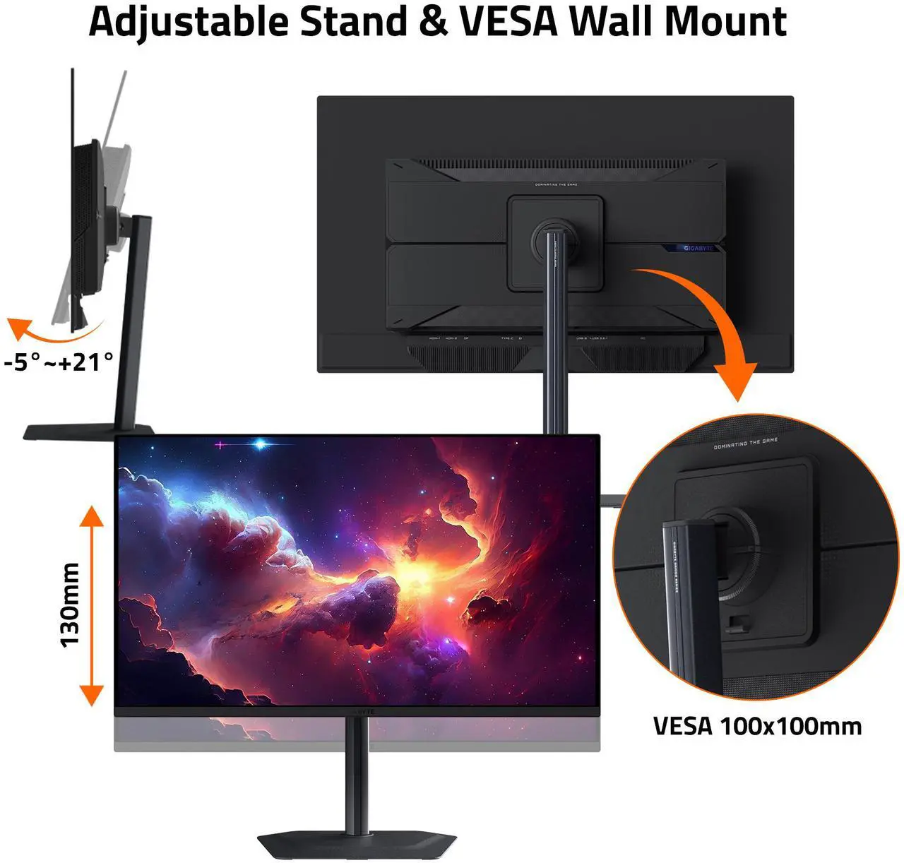 Alt view image 10 of 12 - GIGABYTE - MO32U - 32" QD-OLED Gaming Monitor - UHD 3840x2160 - 165Hz - 0.03ms GTG - AMD FreeSync Premium Pro - Type C KVM - HDMI, DP - Height Adjustable - Black