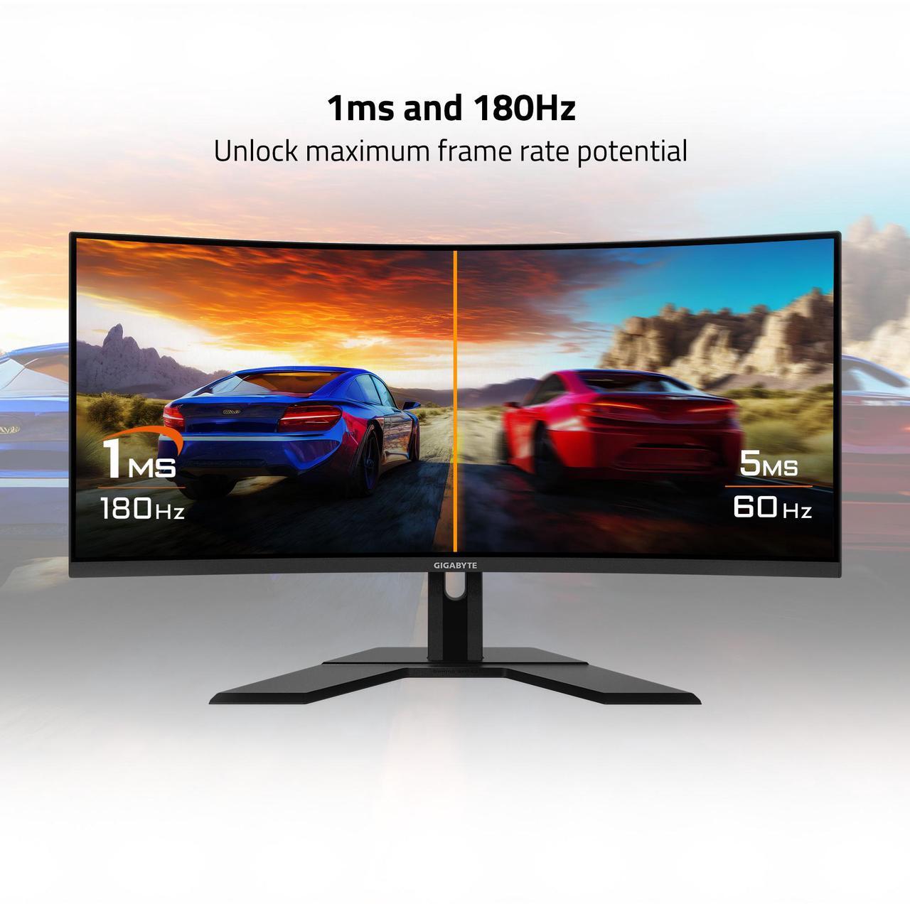 Alt view image 3 of 5 - GIGABYTE - G34WQCP - 34" VA Curved Gaming Monitor - WQHD 3440x1440 - 180Hz - 1ms MPRT - AMD FreeSync Premium - HDMI, DP - Height Adjustable - Black
