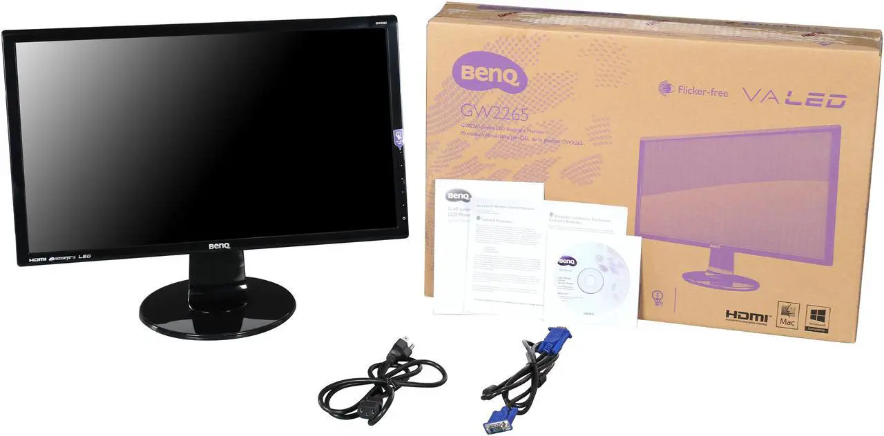 Alt view image 8 of 8 - BenQ GW2265HM Black 21.5" 6ms (GTG) Widescreen LED Backlight LCD Monitor, 250 cd/m2 DCR 20,000,000:1 (3000:1), Built-in Speakers, VESA Mountable, D-Sub DVI HDMI