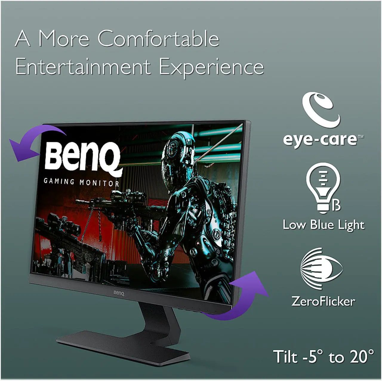 Alt view image 4 of 5 - BenQ GL2580H 25" (Actual szie 24.5") Full HD 1920 x 1080 1ms (GTG) VGA HDMI VGA HDCP Zero Flicker Low Blue Light Backlit LED Gaming Monitor