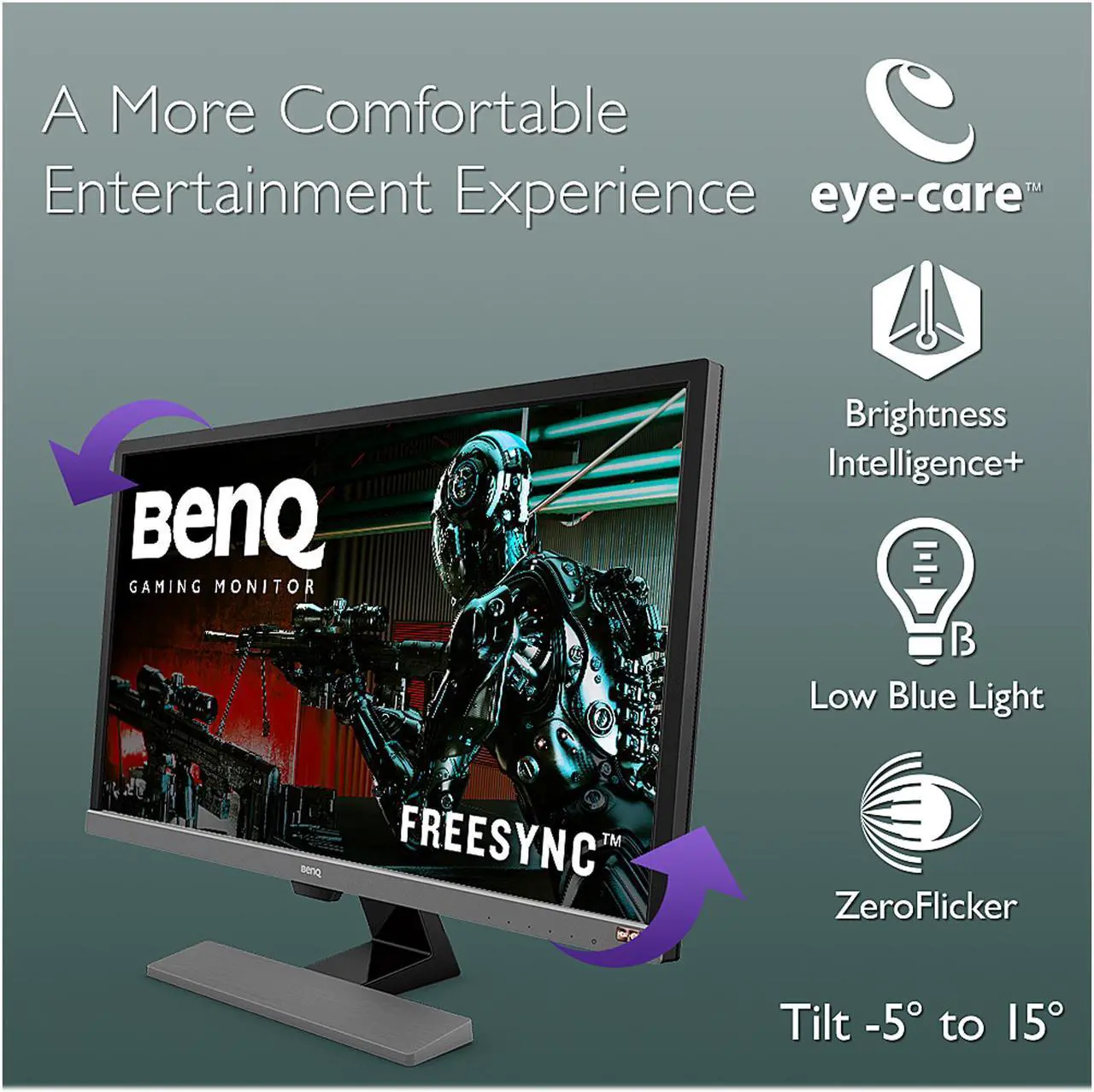 Alt view image 9 of 15 - BenQ EL2870U 28" (Actual size 27.9") 3840 x 2160 4K Resolution 1ms 2x HDMI DisplayPort AMD FreeSync Built-in Speakers Flicker-Free Low Blue Light HDCP Support LED Backlit Gaming Monitor