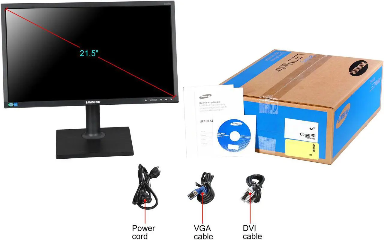 Alt view image 12 of 11 - Samsung S22E450B SE450 Series 22" Full HD 1920 x 1080 VGA DVI Flicker-Free Mega Dynamic Contrast Ratio LED Backlit TN Panel Monitor