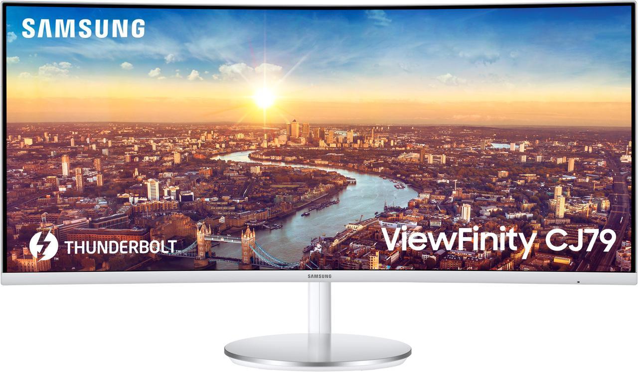 Main image of SAMSUNG CJ79 ViewFinity LC34J791WTNXZA 34" 3440 x 1440 WQHD 2K 100Hz Computer Monitor Thunderbolt 3 Daisy Chain QLED HDMI USB Hub Height Adjustable Stand