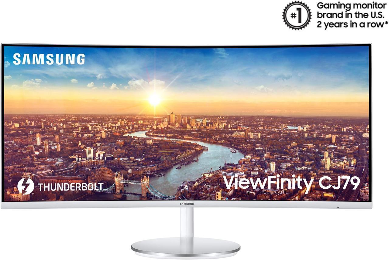 Alt view image 2 of 20 - SAMSUNG CJ79 ViewFinity LC34J791WTNXZA 34" 3440 x 1440 WQHD 2K 100Hz Computer Monitor Thunderbolt 3 Daisy Chain QLED HDMI USB Hub Height Adjustable Stand