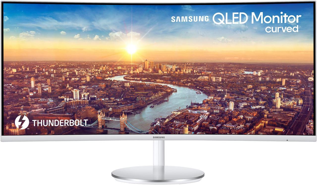 Alt view image 8 of 20 - SAMSUNG CJ79 ViewFinity LC34J791WTNXZA 34" 3440 x 1440 WQHD 2K 100Hz Computer Monitor Thunderbolt 3 Daisy Chain QLED HDMI USB Hub Height Adjustable Stand