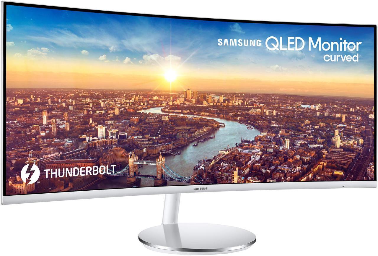 Alt view image 10 of 20 - SAMSUNG CJ79 ViewFinity LC34J791WTNXZA 34" 3440 x 1440 WQHD 2K 100Hz Computer Monitor Thunderbolt 3 Daisy Chain QLED HDMI USB Hub Height Adjustable Stand