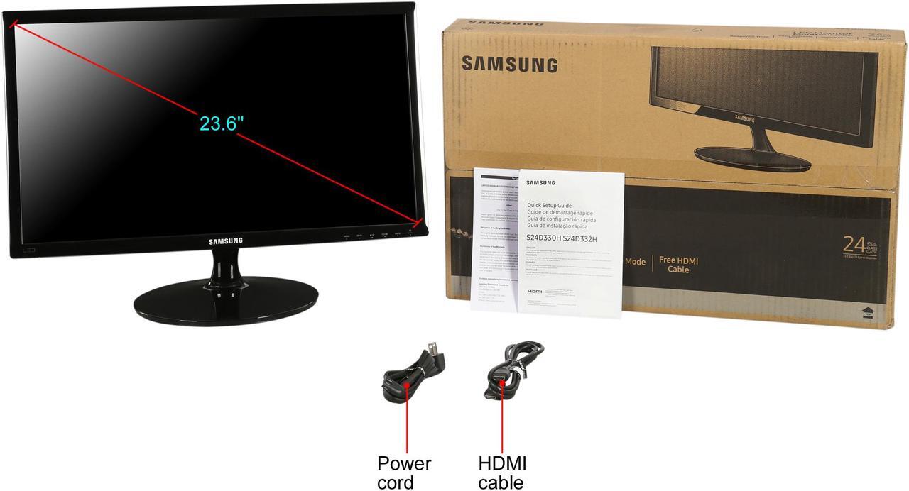 Alt view image 8 of 7 - Samsung S24D332 23.6" 1ms HDMI VGA Flicker Free Technology Widesscreen LED Backlight LCD Monitor