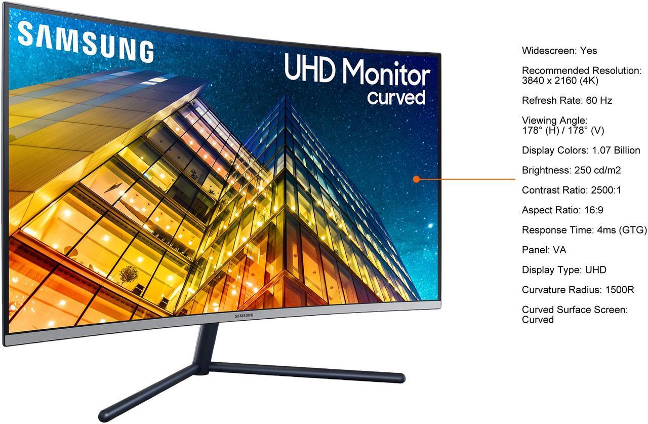 Alt view image 11 of 20 - Samsung UR59C ViewFinity LU32R590CWNXZA 32" (Actual size 31.5") Ultra HD 3840 x 2160 4K Resolution HDMI DisplayPort Flicker Free LED Backlit Curved LCD Monitor