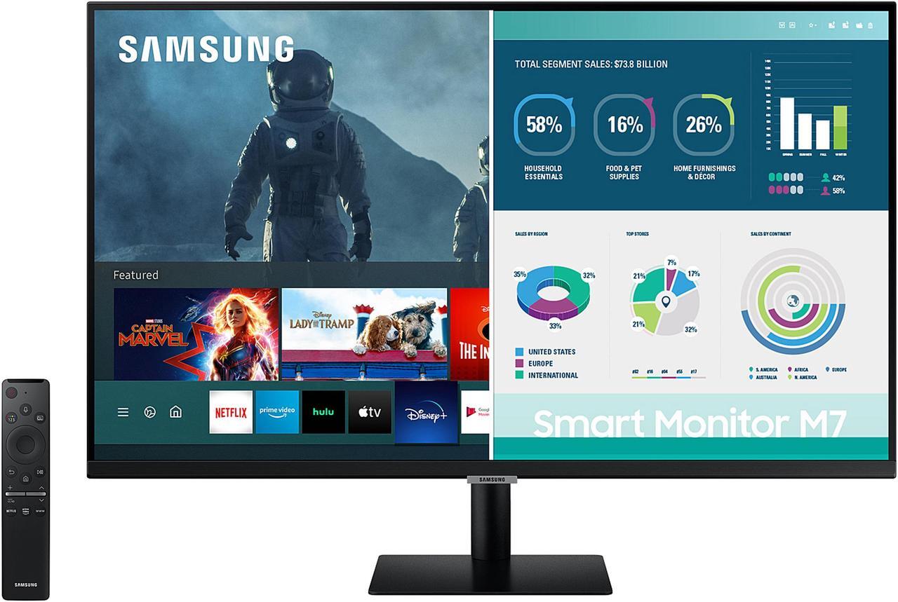 Main image of SAMSUNG M7 Series LS32AM702UNXZA 32" UHD 3840 x 2160 (4K) 2 x HDMI, USB-C Built-in Speakers Smart Monitor with Streaming TV