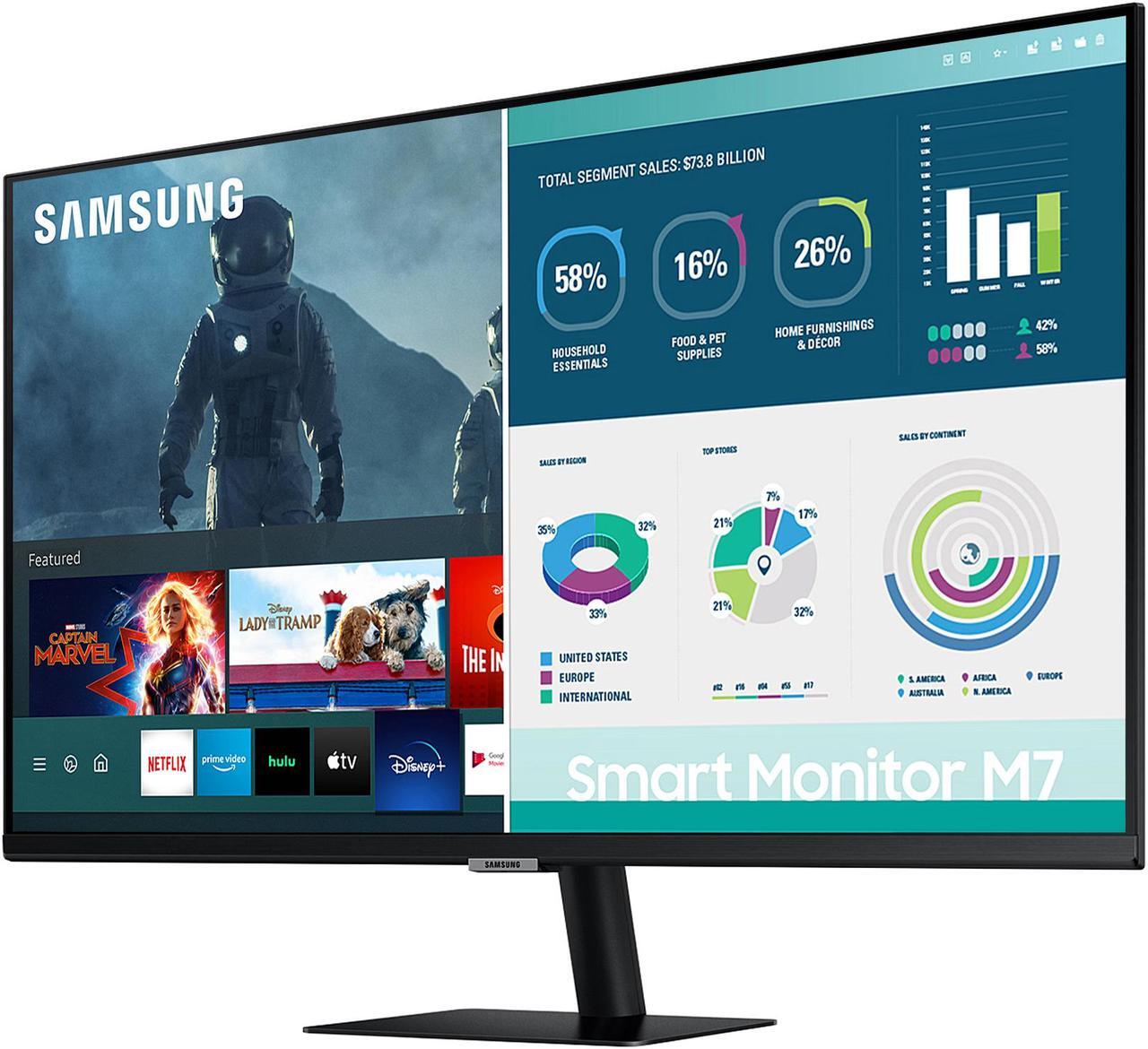 Alt view image 3 of 12 - SAMSUNG M7 Series LS32AM702UNXZA 32" UHD 3840 x 2160 (4K) 2 x HDMI, USB-C Built-in Speakers Smart Monitor with Streaming TV