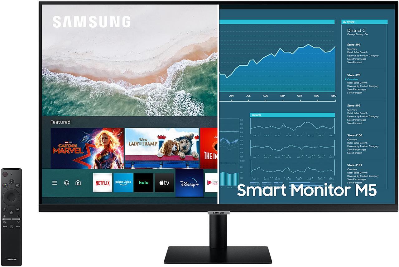 SAMSUNG M5 Series LS27AM500NNXZA 27" Full HD 1920 x 1080 2 x HDMI, USB Built-in Speakers Smart Monitor with Streaming TV