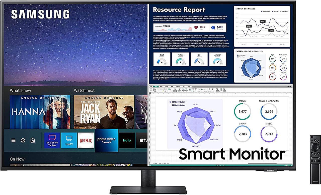 SAMSUNG M70UA Series LS43AM702UNXZA 43" UHD 3840 x 2160 (4K) 2 x HDMI, USB, USB Type-C Built-in Speakers Smart Monitor and Streaming TV