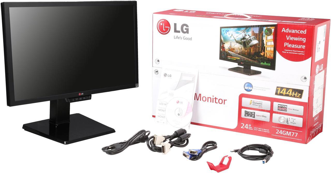 Alt view image 9 of 9 - LG 24GM77-B Black 24" 1ms 144 HZ TN 16:9 Widescreen Gaming Monitor 1920 x 1080 Dynamic Action Sync Mode Flicker Safe Black Stabilizer with Anti-Glare 3H Surface USB3.0 DisplayPort HDMI DVI-D D-Sub