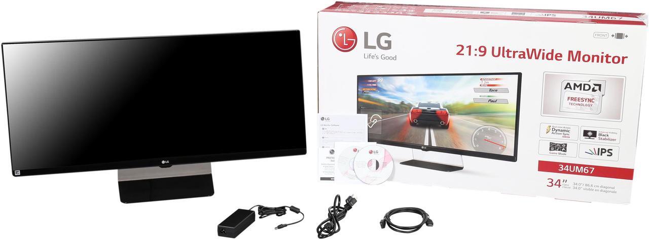 Alt view image 7 of 7 - LG 34UM67 Glossy Black 34" Adaptive-Sync( Free-Sync) IPS UltraWide LED Monitor HDMI Displayport Built-in Speakers