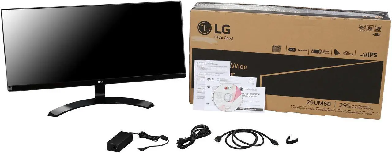 Alt view image 7 of 7 - LG 29UM68-P Black 29" FreeSync IPS LED Monitor 2560 x 1080 FHD 21:9 UltraWide 75Hz On-Screen Control with 4-way Screen Split, VESA Mountable, HDMI DisplayPort Connectors