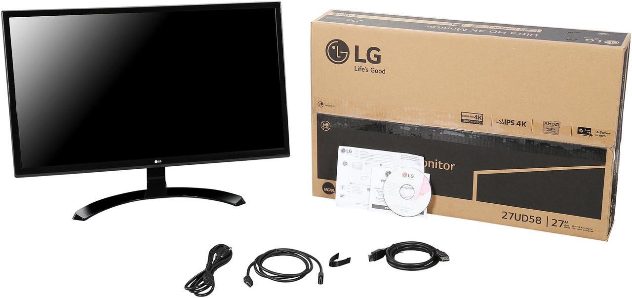 Alt view image 8 of 7 - LG 27UD58-B IPS 4K UHD Free-Sync Gaming Monitor, 3840 x 2160, 1000:1 Contrast Ratio, DisplayPort, HDMI, Tilt, VESA Compatible