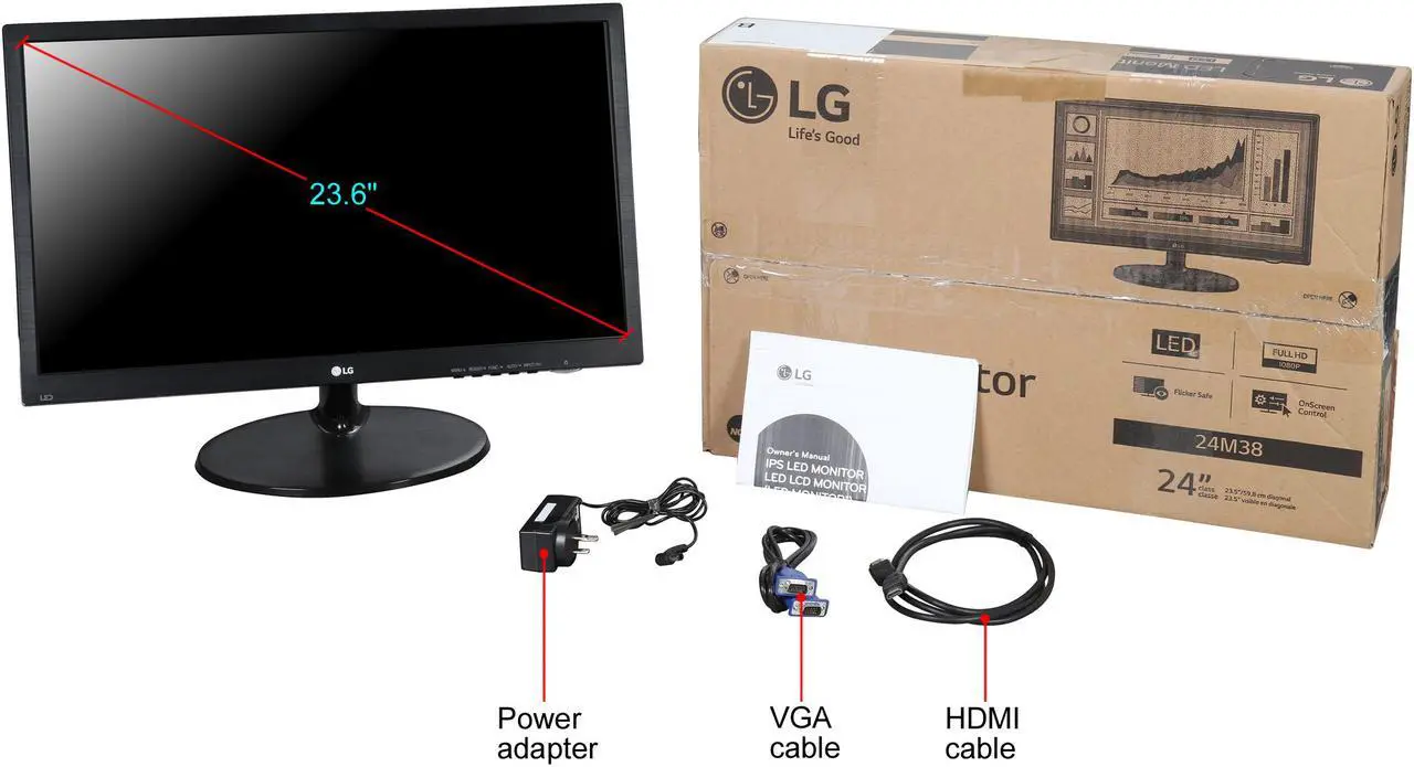 Alt view image 8 of 7 - LG 24M38H-B Black 23.6" 5ms Widescreen LED Backlight LCD Monitor Certified Refurbished