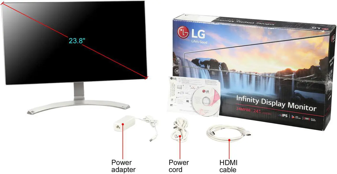 Alt view image 8 of 7 - LG 24MP88HV-S 24-Inch IPS Monitor with Infinity Display 2.5mm Bezel