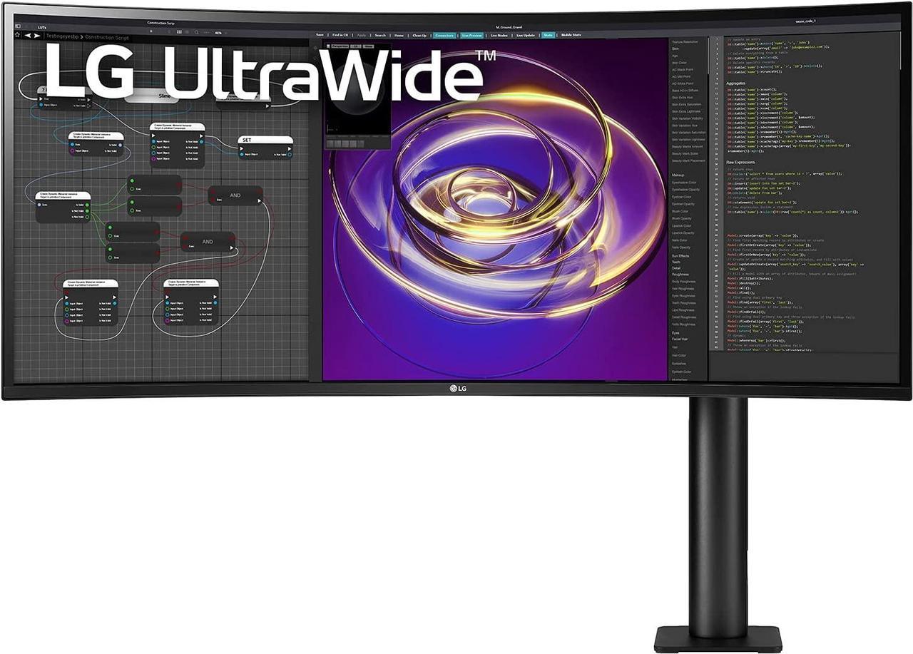 LG 34WP88CN-B 34" UWQHD 3440 x 1440 (2K) 60 Hz HDMI, DisplayPort, USB, Audio FreeSync (AMD Adaptive Sync) Built-in Speakers Curved IPS Monitor