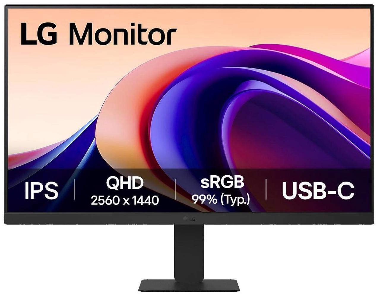 Main image of LG 24U631A-B 27" QHD (2560x1440) IPS Monitor, 100Hz Refresh Rate, 5ms (GtG) Response Time, sRGB 99%, HDR10, USB-C, HDMI, Tilt Adjustable, Black
