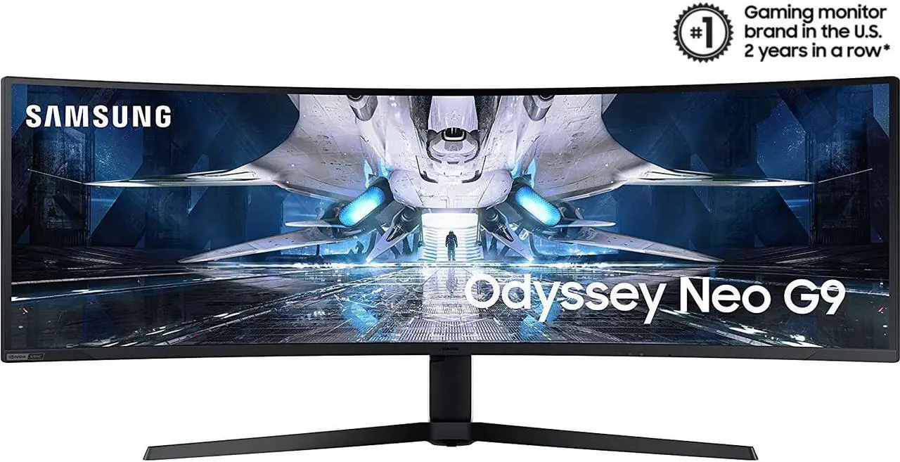 Alt view image 3 of 17 - Samsung Odyssey Neo G9 49" LS49AG952NNXZA 5120 x 1440 (2K) 240Hz 1ms (GTG) FreeSync Premium Pro G-Sync Compatible, DisplayPort HDMI, Height Adjust VESA Tilt Swivel Curved Gaming Monitor