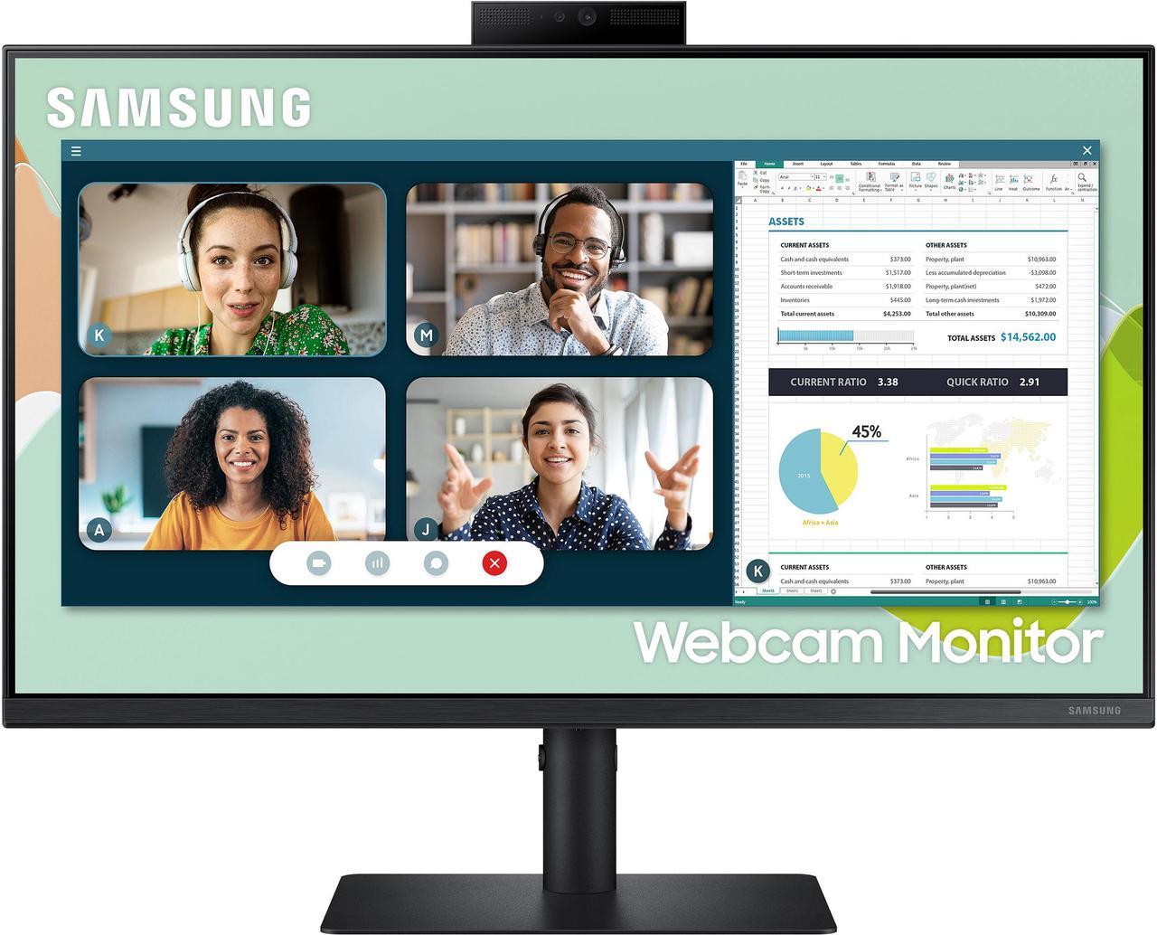 Samsung LS24A400VENXZA 24" 1920 x 1080 Full HD IPS 75Hz FreeSync D-Sub DisplayPort HDMI USB 3.0 Built-In Speakers/Webcam Tilt Swivel Pivot Height Adjust VESA Monitor