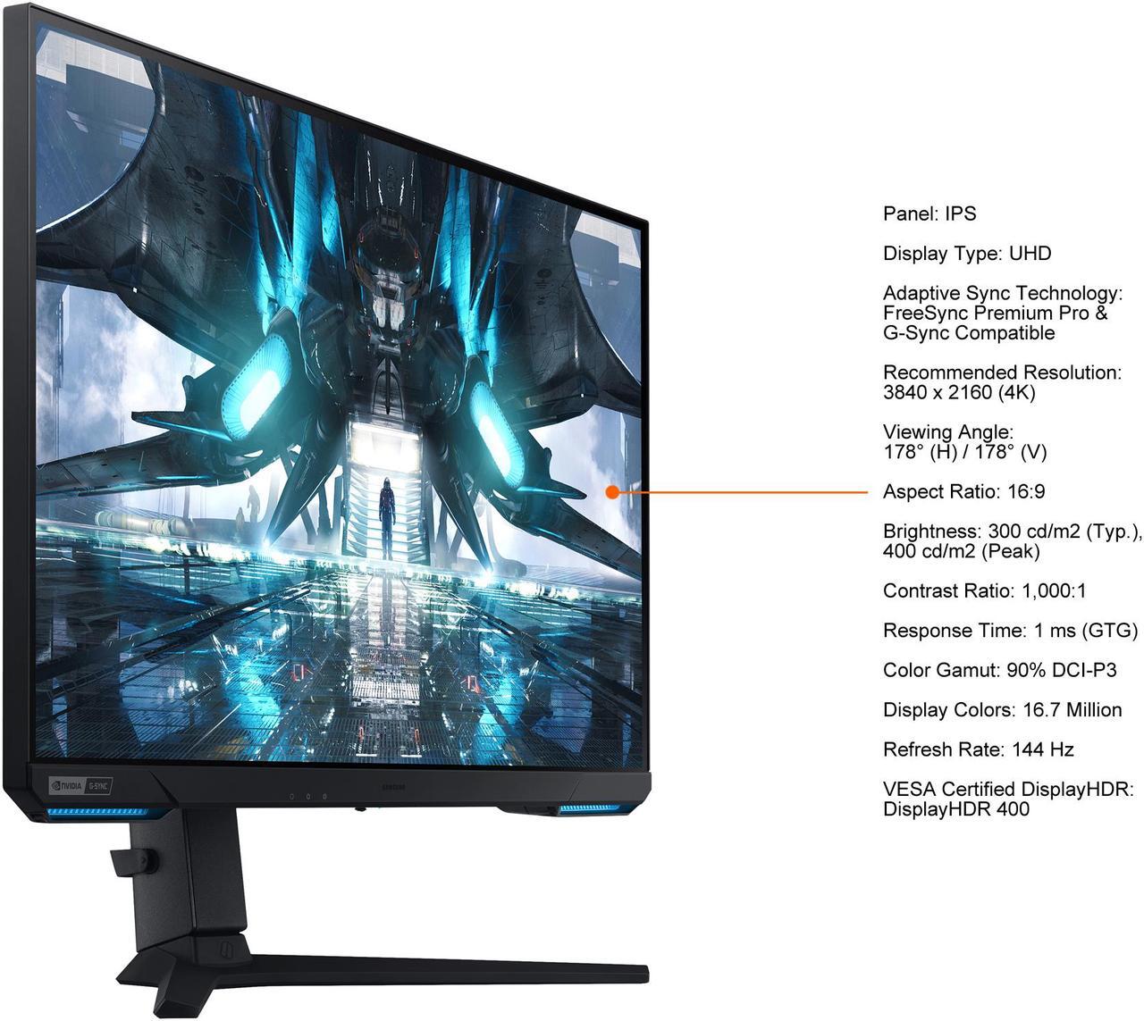 Alt view image 5 of 14 - Samsung Odyssey G7 LS28AG700NNXZA 28" 3840 x 2160 (4K) 144Hz IPS DisplayHDR 400 1ms (GTG) FreeSync Premium Pro G-Sync Compatible DisplayPort HDMI 2.1 USB Swivel Pivot Height Adjust Tilt VESA Gaming Monitor
