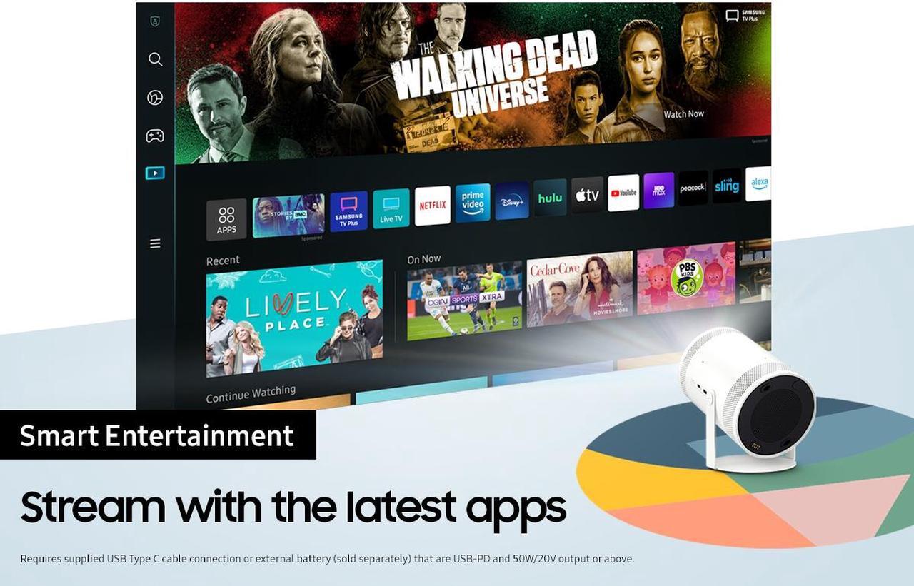 Alt view image 8 of 8 - SAMSUNG 30" - 100" Freestyle FHD HDR Smart Portable Projector for Indoor and Outdoor Home Theater (SP-LSP3BLAXZA)
