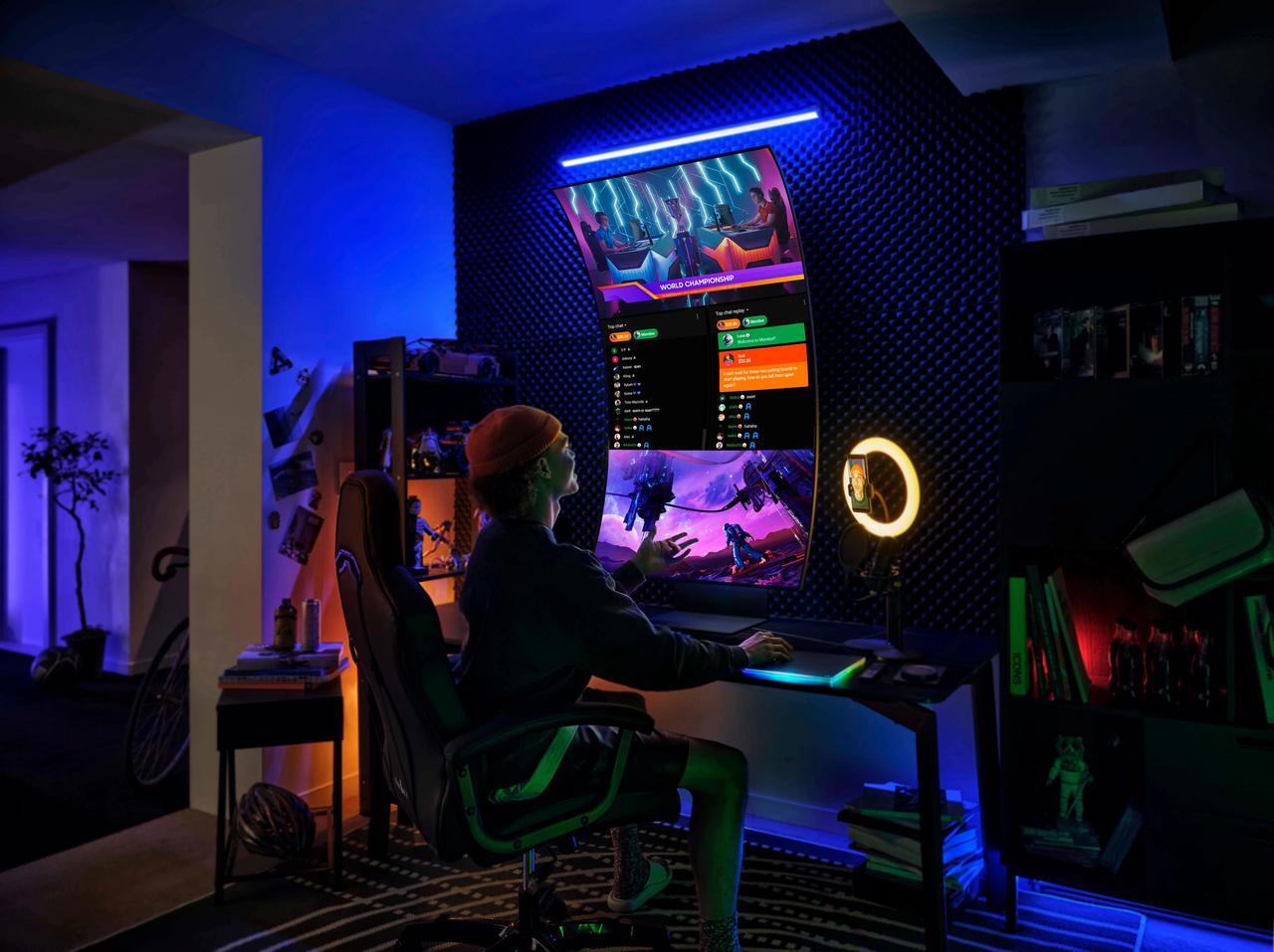 Alt view image 9 of 8 - SAMSUNG Odyssey LS55BG970NNXGO 55" Ark 4K UHD 165Hz 1ms Quantum Mini-LED Curved Gaming Monitor w/Cockpit Mode, Sound Dome Technology, Multi View, HDR10