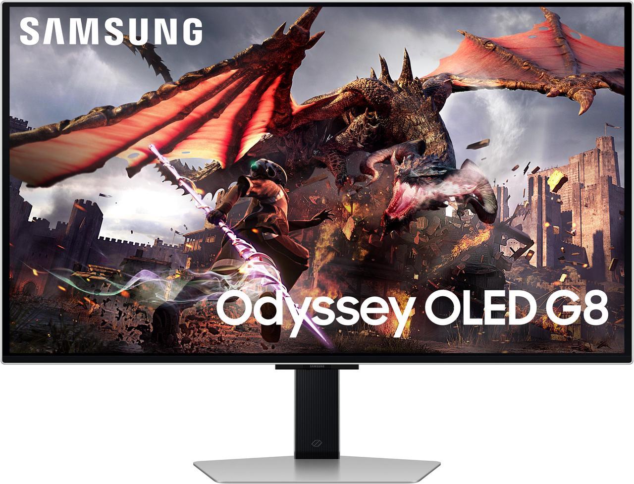 Samsung 32" Odyssey G8 OLED 4K UHD 240Hz 0.03ms Smart Gaming Monitor Glare Free, G-Sync compatible with Sleek Metal Design -  LS32DG802SNXZA