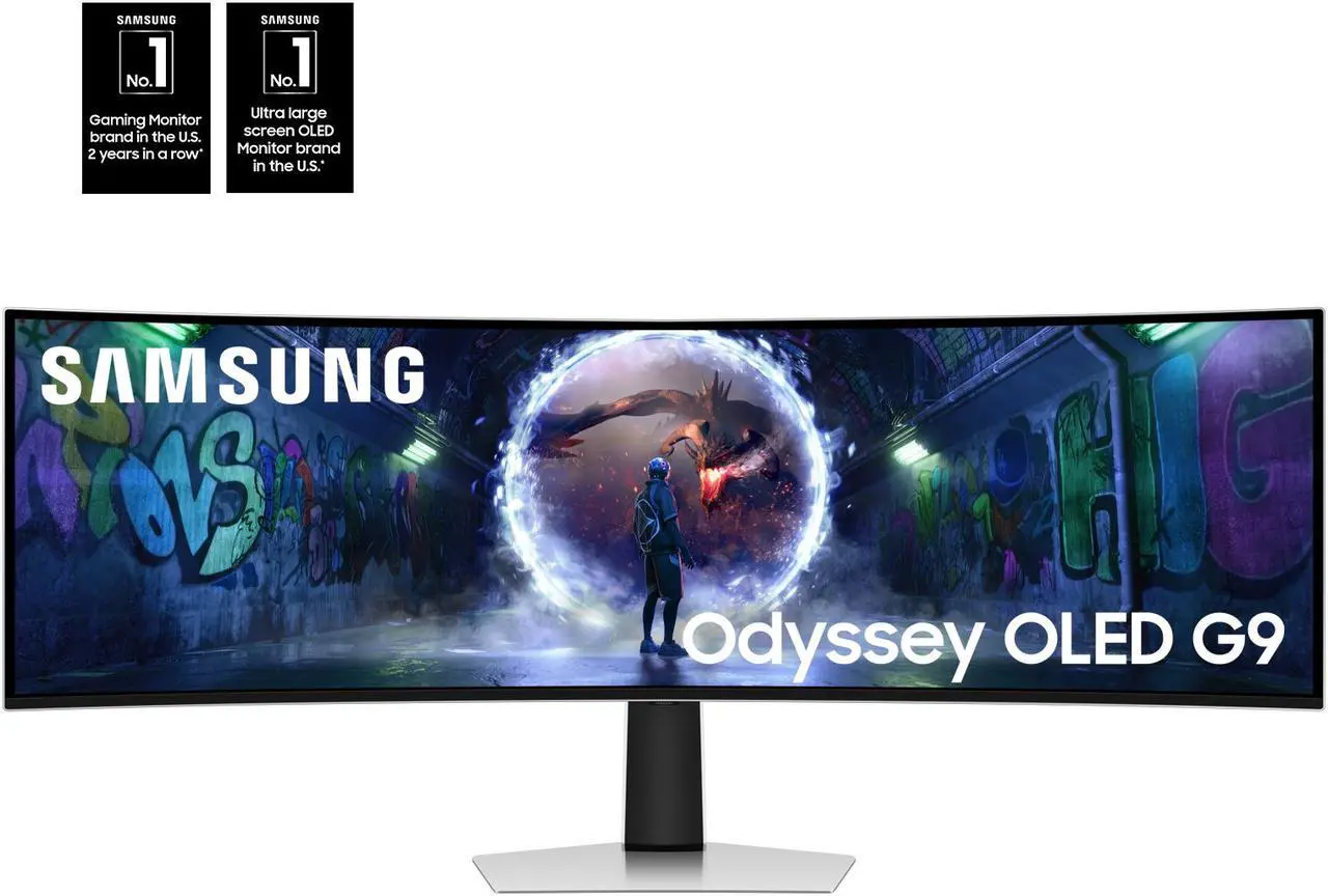 Alt view image 2 of 19 - Samsung 49" Odyssey OLED G9 (G93SD) Dual QHD 240Hz 0.03ms G-Sync Compatible Curved Gaming Monitor with Glare Free (LS49DG934SNXGO)