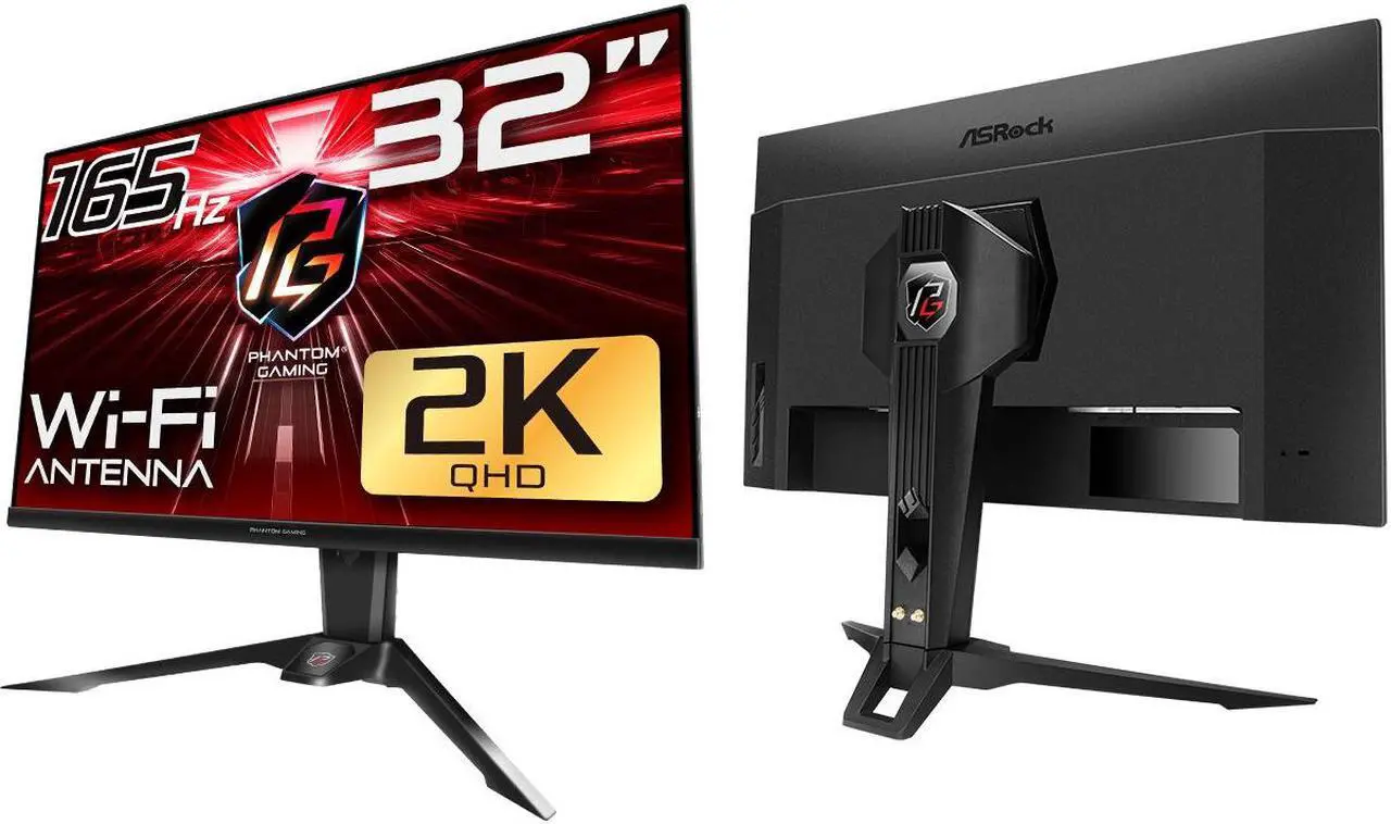 Alt view image 4 of 8 - ASRock PG32QF2B Phantom 32" (31.5" viewable) QHD 2560 x 1440 (2K) 165 Hz (144Hz and higher) Wi-Fi Antenna FreeSync Premium (AMD Adaptive Sync) Built-in Speakers Flat Panel Gaming Monitor