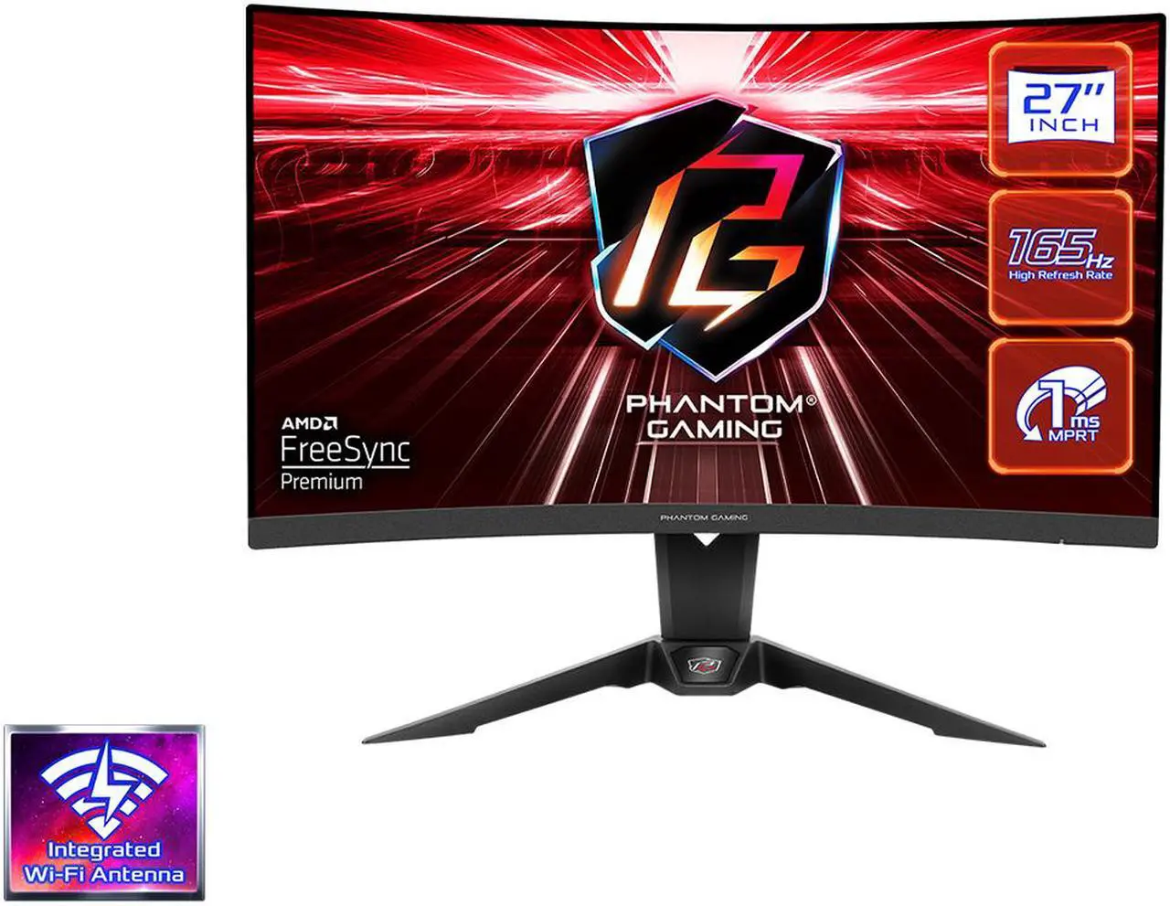 Alt view image 6 of 10 - ASRock Phantom PG27Q15R2A 27" QHD 2560 x 1440 (2K) 165 Hz (144Hz and higher) Wi-Fi Antenna FreeSync Premium (AMD Adaptive Sync) Built-in Speakers Curved Gaming Monitor
