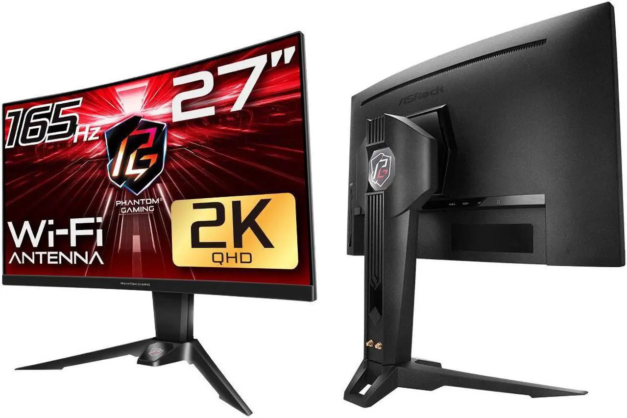 Alt view image 3 of 10 - ASRock Phantom PG27Q15R2A 27" QHD 2560 x 1440 (2K) 165 Hz (144Hz and higher) Wi-Fi Antenna FreeSync Premium (AMD Adaptive Sync) Built-in Speakers Curved Gaming Monitor