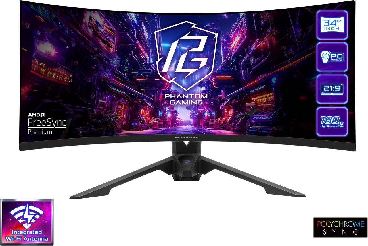 Alt view image 2 of 8 - ASRock Phantom Gaming 34" 180 Hz VA WQHD Gaming Monitor FreeSync Premium (AMD Adaptive Sync) 123% sRGB / 94% DCI-P3 PG34QRT3A