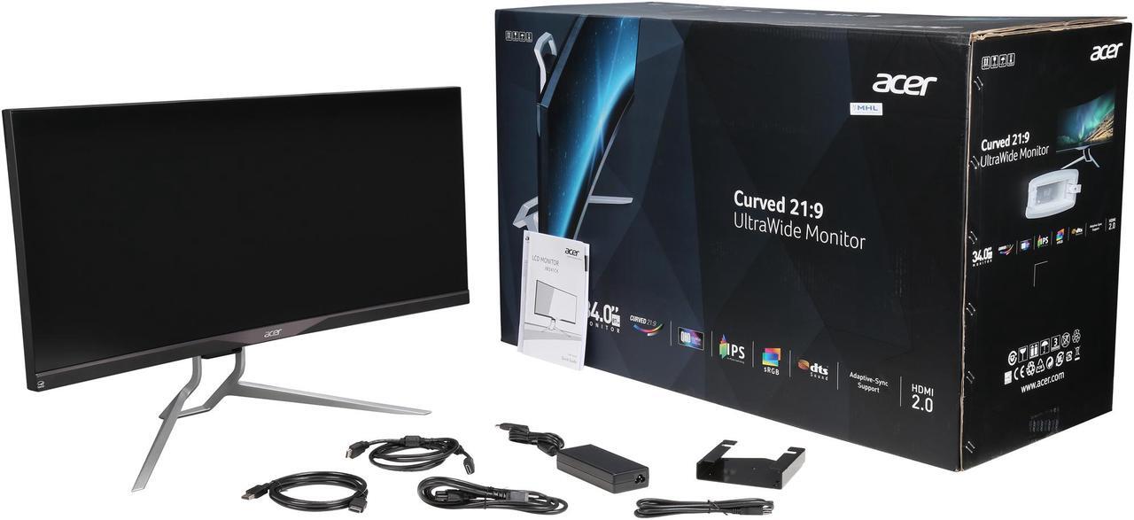 Alt view image 7 of 7 - Acer XR341CK bmijpphz Black 34", 21:9 WQHD Curved , 3440 x 1440 LED IPS Monitor, Adaptive-Sync( Free-Sync) with DTS Sound Speakers, USB 3.0, HDMI, MHL, Display Port