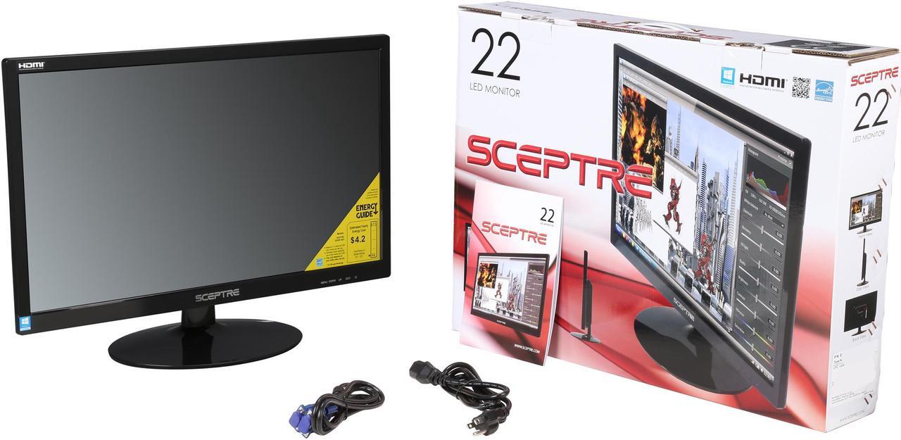 Alt view image 6 of 6 - SCEPTRE E225W-1920 Black 22" 5ms HDMI Widescreen LED Backlight LCD Monitor 250 cd/m2 DCR 5,000,000:1 (1000:1) Built-in Speakers, US Warranty