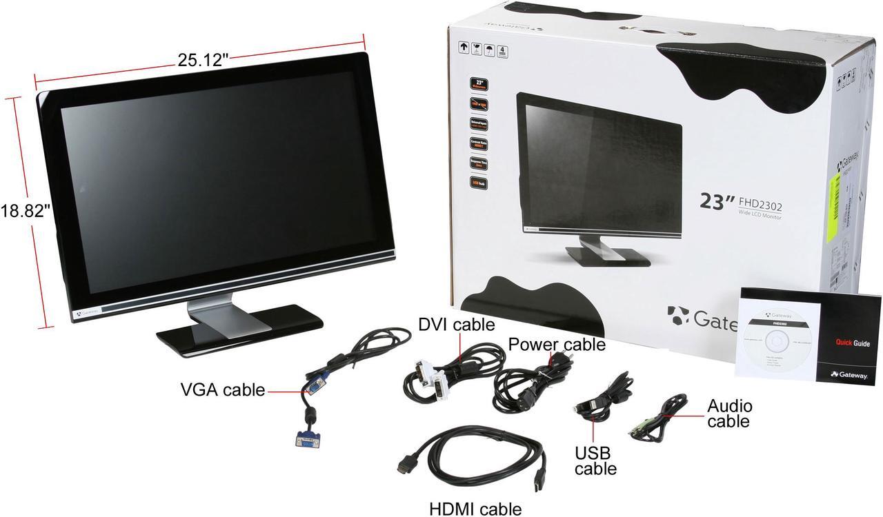 Alt view image 8 of 8 - Gateway 23" LCD Monitor 2ms(GTG) D-Sub, DVI, HDMI FHD2302bmidgz