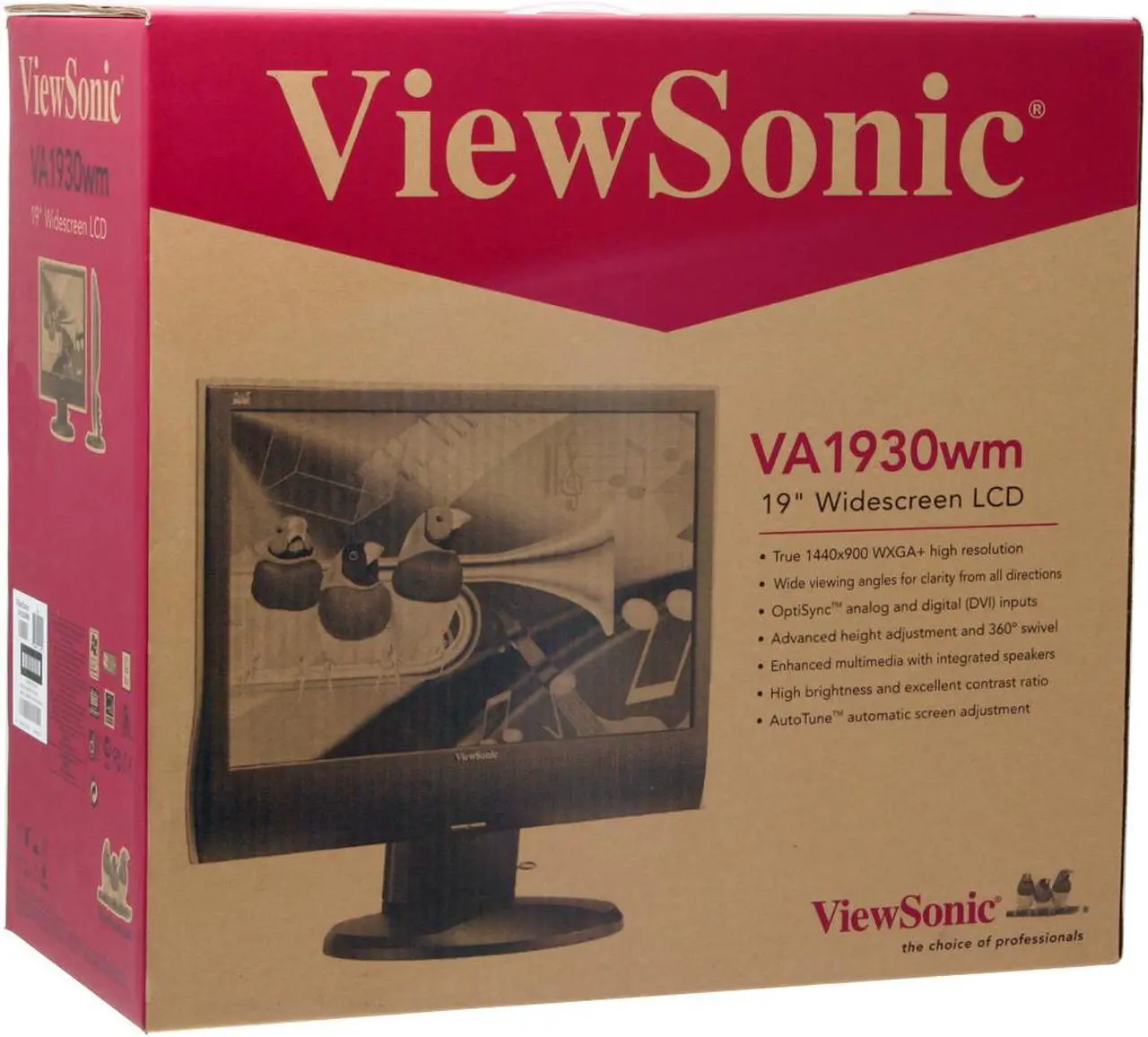 Alt view image 11 of 11 - ViewSonic 19" Active Matrix, TFT LCD WXGA+ LCD Monitor with height adjustment 5 ms D-Sub, DVI-D Value Series VA1930wm