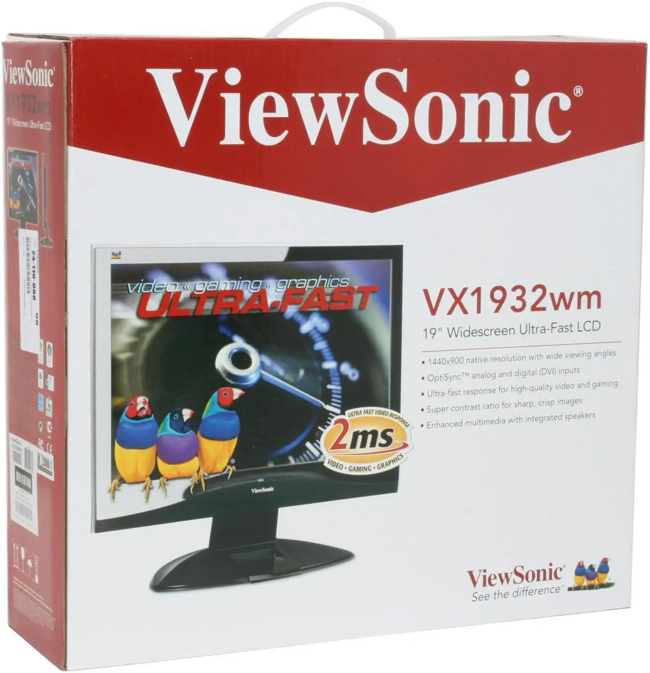 Alt view image 10 of 10 - ViewSonic X Series VX1932wm Glossy Piano-Black 19" 2ms  DVI Widescreen LCD Monitor 300 cd/m2 (typ), 2000:1 (DCR) Built in Speakers