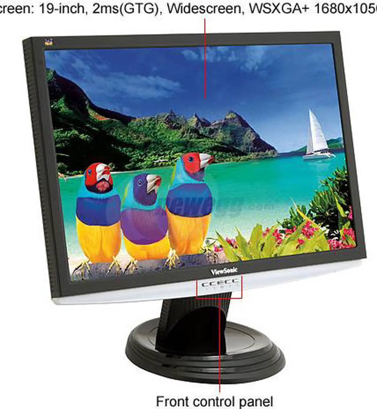 Alt view image 3 of 12 - ViewSonic X Series VX1940w Black&Silver 19" 2ms(GTG)  Super High Resolution 1680x1050 DVI Widescreen LCD Monitor 300 cd/m2 1000:1 static (typ), 3000:1 dynamic (typ)