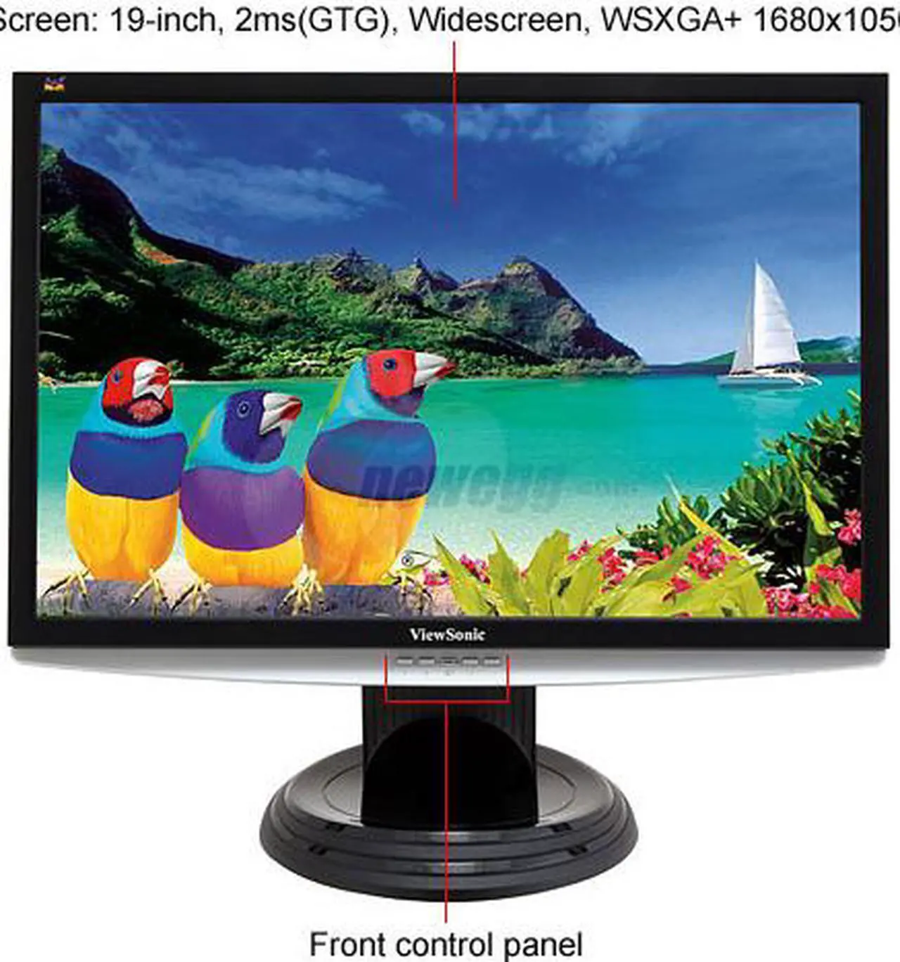 Alt view image 2 of 12 - ViewSonic X Series VX1940w Black&Silver 19" 2ms(GTG)  Super High Resolution 1680x1050 DVI Widescreen LCD Monitor 300 cd/m2 1000:1 static (typ), 3000:1 dynamic (typ)
